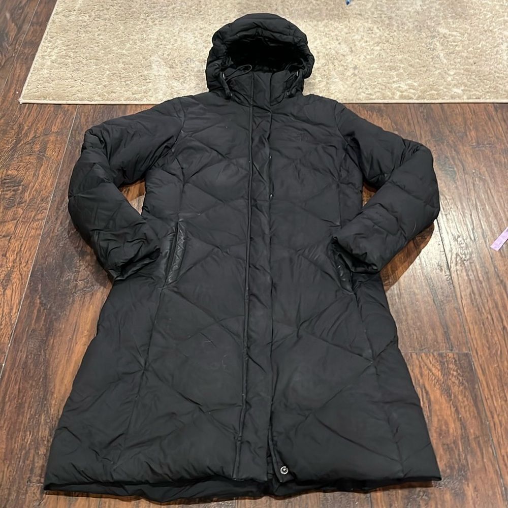 The North Face 550 down fill Coat Parka trench coat Black - Sz S in GUC